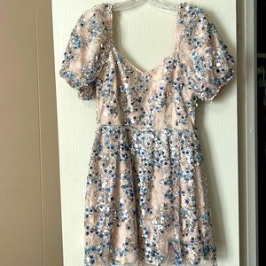Sequin puff sleeve dress
